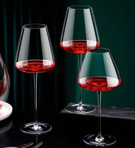 Luxury Long Stem Transparent Luxury Custom Modern Style Lead-Free Crystal Unique Red Wine Glass 3 Piece Set