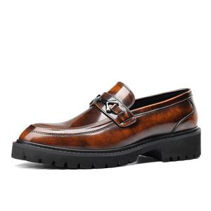 New 2025 Luxury Cowhide Glossy Leather Slip-On Casual <b>Shoes</b>-Fashionable Business Men's Autumn <b>Shoes</b> <b>Height</b> <b>Increasing</b> Waterproof - Product Image 6