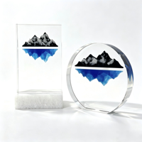 Trophée en bloc de marbre cristallin sablé 3D avec montagne enneigée à l'intérieur, gravure laser personnalisée, récompense pour un exploit majeur, plaque de récompense professionnelle
