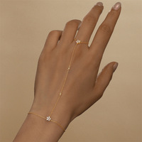 Modeschmuck Handkette Fingerarmband 925 Sterling Silber Blumen-Charm Voll-Zirkon Vergoldete Armbänder für Frauen