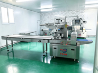 Machine d'emballage entièrement automatique pour aliments surgelés, type coussin, pour barquettes alimentaires et pains vapeur