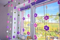 Rideau en fleurs de glycine au crochet, fait main et parfumé, moderne, pour décoration de fenêtre de remise de diplôme, Noël/Nouvel An, longueur personnalisée, doux