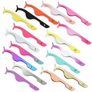 แหนบติดขนตาสแตนเลสสีสันสดใส พร้อมรับผลิตแบรนด์ส่วนตัว อุปกรณ์ติดขนตา - Product Image 1