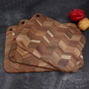 Acacia <b>Wood</b> Two Tone Spliced Cutting Board With Handle Rectangle Shape For Kitchen Use Home Vegetable Cheese <b>Slicing</b> - Product Image 3