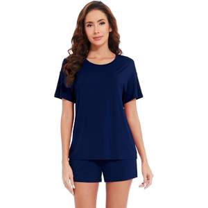 Ensemble de pyjama pour femmes personnalisé, haut à manches courtes avec short, col rond, vêtements de nuit d'été, frais et confortable, tailles S-XXL - Product Image 6