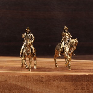 Brass Genghis Khan General Figurine <b>Small</b> Tabletop Decoration Vintage Craft <b>Ornament</b> - Product Image 2
