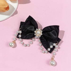 SASAACC Version coréenne perle gland arc pince à cheveux, carte de cheveux élégante de Style <span class=keywords><strong>cour</strong></span> française adolescente, accessoire de cheveux doux - Product Image 3