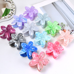 Pinza de Pelo Grande de Acetato con Diseño Floral de Mármol y Plumeria, Elegante Pinza de Tiburón para Mujer, Accesorios para Peinado - Product Image 2