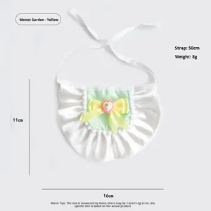 Bavoir pour chien en peluche avec nœud papillon en fibre de polyester, motif fleur de dessin animé, style sucette japonaise, avec bordure en dentelle - Product Image 6