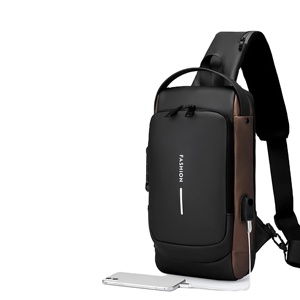 Oferta Especial Bolso de Hombro <span class=keywords><strong>para</strong></span> Hombre de Moda Impermeable y Ligero de Cuero PU con Diseño de Carga USB y Logo Personalizado - Product Image 1