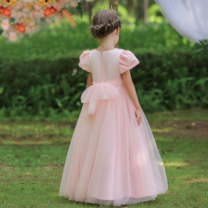 Vestido de princesa para niños, vestido de tul rosa, vestido de fiesta con cuello redondo, vestido de niña de las flores, verano 2022 - Product Image 4