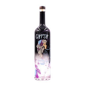 Ron de impresión transparente de fondo grueso pesado, tapa de corcho extra de pedernal, tequila personalizado, botella de licor vacía de 1 litro, 750ml - Product Image 1
