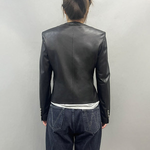 Veste en cuir véritable pour femme, <span class=keywords><strong>blazer</strong></span> en cuir de mouton véritable pour l'hiver, le printemps et l'automne - Product Image 2