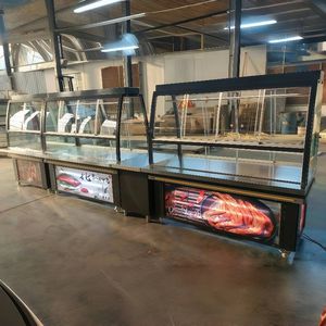 Présentoir de <span class=keywords><strong>boucher</strong></span> commercial avec vitrine de viande avec système de rail suspendu et éclairage LED personnalisé pour épicerie fine de supermarché - Product Image 5