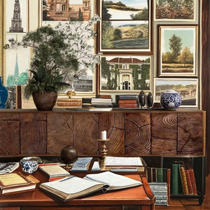 خزانة من الخشب الصلب العتيق ، خزانة يابانية ريفية تقليدية ، لغرفة المعيشة في البار المنزلي ، خزانة جانبية - Product Image 3