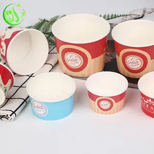 蓋とスプーン付きのさまざまな食品グレードのカスタム印刷使い捨てアイスクリーム紙ジェラートカップ