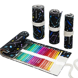 Stock Color Printed Roll up <b>Pen</b> Packaging Bag <b>Fabric</b> Canvas Kids Color Pencil Bag Large Capacity <b>Pens</b> Organizer Wrapping Bags - Product Image 4