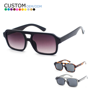 Popular Fashion PC Frame Custom Logo Sun Glasses Double Bridge Big Square Frame Men Retro <b>Sunglasses</b> - Product Image 1
