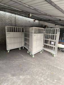 <span class=keywords><strong>Chariot</strong></span> de transport pliant en acier pour entrepôt, conteneur à roulettes, cage de stockage et de transport, équipement de manutention - Product Image 5