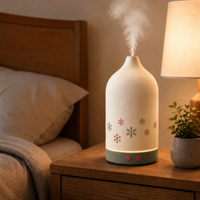 Diffuseur d'arômes pour la maison, modèle de bureau en céramique, brume fine, veilleuse de chevet, design flocon de neige, ODM personnalisé, taxes incluses