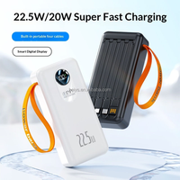 Batterie externe premium 30000mAh avec 4 câbles intégrés, Tourlight PD 22.5W, charge rapide, chargeur portable pour le camping en plein air
