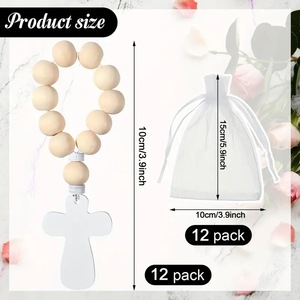 Komi Hạt Gỗ Mân Côi Với Chữ Thập Vòng Đeo Tay Quyến Rũ Handmade Bằng Gỗ Đính Cườm Vòng Đeo Tay <span class=keywords><strong>Bangles</strong></span> Cho Nam Giới Phụ Nữ Căng Vòng Tay Quà Tặng - Product Image 4