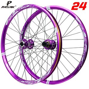 Jeu de roues de VTT violettes de 24 pouces AM Enduro DH, moyeu large de 25 mm, axe traversant 142, QR 135, 6 cliquets, rayons en aluminium G3, HG MS XD - Product Image 3