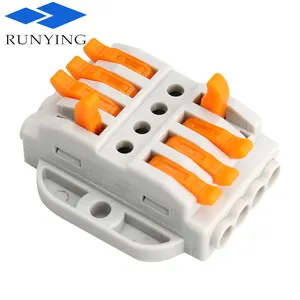 4 Pin 4 pole Universal compact splice connector conductor wire to wire connect feed-through terminal block