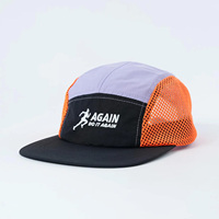Casquette de camping en nylon imperméable à logo brodé personnalisé, maille respirante, séchage rapide, 5 panneaux, pour activités de plein air et course à pied