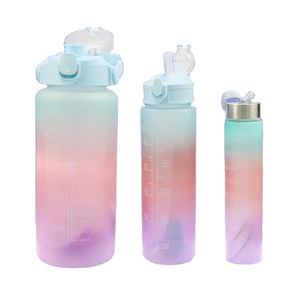 Échantillon GRATUIT 2000-3000ml Nouvelle bouteille d'eau de sport motivante en Tritan, anti-fuite, couleur dégradée, ensemble 3 en 1 - Product Image 1