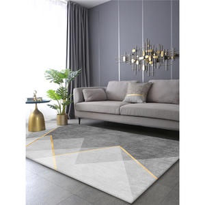 Tapis géométrique de style nordique, rectangulaire, antidérapant, en fibres chimiques, pour salon, canapé, table basse, décoration de la maison, gris doré - Product Image 1