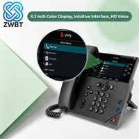 Téléphone IP professionnel Polycom VVX 450, 12 touches de numérotation, écran LCD couleur 4,3 pouces, Ethernet Gigabit PoE, voix HD pour Microsoft Skype for Business