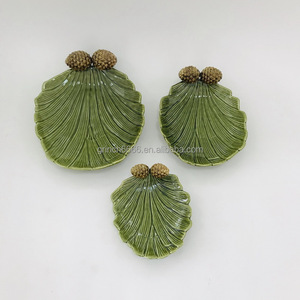 Đôi xử lý màu xanh lá cây holly và Berry phục vụ món ăn cổ điển OEM kỳ nghỉ giáng sinh holly lá Berry món ăn - Product Image 2