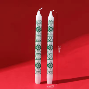Velas Cónicas de 10 Pulgadas con Estampado Navideño, Estilo Nórdico, de Cera de Soja, sin Llama ni Humo, para Cena, con Diseño de Árbol de Navidad y Bastón de Caramelo - Product Image 4