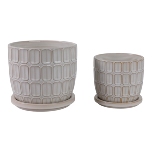 Maceta Decorativa con Patrón Squoval, Plato Incluido, Maceta para Plantas de Interior y Exterior, Decoración del Hogar, Juego de Macetas de Cerámica - Product Image 4