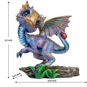 รูปปั้นมังกรน้อยและเต่าทองทำจากเรซิ่นสีม่วง ของตกแต่งบ้าน งานฝีมือเพ้นท์มือพร้อมรายละเอียดที่ประณีต - Product Image 6