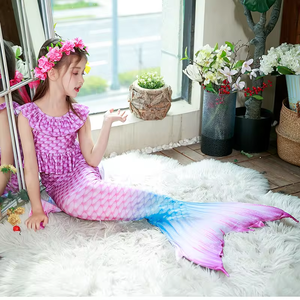 Lovely Girl Mermaids Printing Bikini Child Asimétrico Sin mangas peplum Top Baby Girls Summer Swim Set Traje <span class=keywords><strong>de</strong></span> <span class=keywords><strong>baño</strong></span> <span class=keywords><strong>de</strong></span> moda - Product Image 5