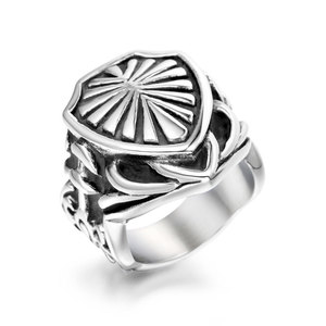 Anillo de Acero Inoxidable para Hombre, Forma de Escudo SA808, Diseño de Hoja de Plátano, Joyería de Regalo - Product Image 1