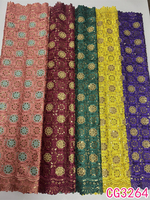 Nouvelle Arrivée Tissu en Dentelle Guipure pour Fête, Tissu en Dentelle Guipure Fleurie Africaine avec Paillettes