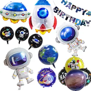 rocket Astronaut Foil Balloons Robot in Universe Helium Balloon Happy Birthday Ballon Birthday Party Decor Baby Shower Supplies