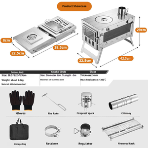 Stufa da Campeggio Portatile in Legno con Canna Fumaria, Alta Efficienza di Combustione, per Cucinare e Riscaldare all'Aperto - Product Image 5