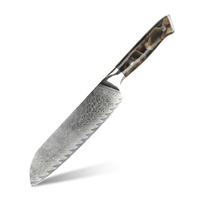 Nieuw ontwerp 8 inch koksmes professioneel damast staal groente snijmes Santoku koksmes met koperen hars handvat