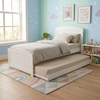 Lit gigogne moderne polyvalent – Plateforme de couchage supplémentaire coulissante avec un système de glissement fluide, style européen, blanc/noir