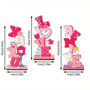 DAMAI Juego de Decoración de Madera para el Día de San Valentín, 8 Piezas, Adorno Colgante en Forma de Corazón, Decoración Romántica para Fiestas, Uso en Interiores - Product Image 3