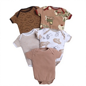 Rompers de Escalada para Bebés, Estilo Coreano, Rayas y Estampado Completo, Manga Corta, Unisex, con Botones a Presión, para Primavera - Product Image 2
