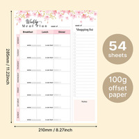 Bas quantité minimale de commande personnalisé imprimé bloc-notes magnétique rechargeable hebdomadaire planificateur de repas Journal organisateur Agenda cahier pour bureau maison réfrigérateur