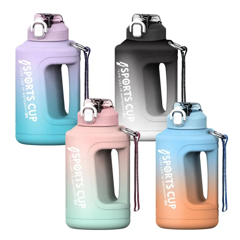 Large capacity outdoor fitness camping convenient water bottle can be customized with lid and straw