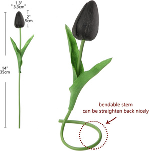 Tulipani neri fiori artificiali vero tocco per centrotavola vaso Home Halloween Bouquet Decor - Product Image 4