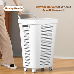 Panier à <span class=keywords><strong>linge</strong></span> sale en plastique grande capacité avec couvercle pour la maison, la salle <span class=keywords><strong>de</strong></span> <span class=keywords><strong>bain</strong></span> et la buanderie – Élégant panier à <span class=keywords><strong>linge</strong></span> sale pour le <span class=keywords><strong>bain</strong></span> - Product Image 5