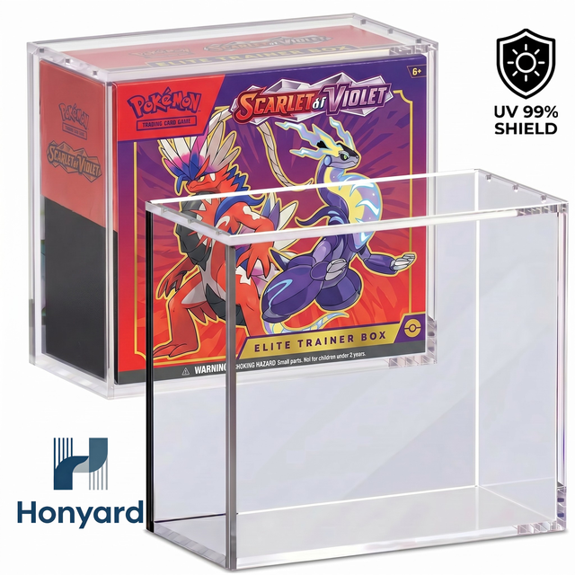 Honyard UV Acrylic TCG Game Card ETB UPC Case 151 Booster Bundle Display Box Protective Magnetic Lid Lightweight